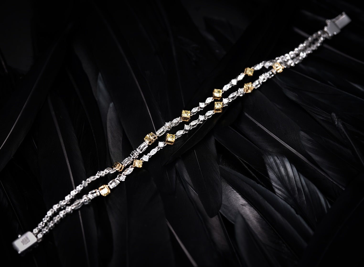 Luxurious Double Row Diamond Bracelet - Premium Jewelry - Yellow Diamond Bracelet