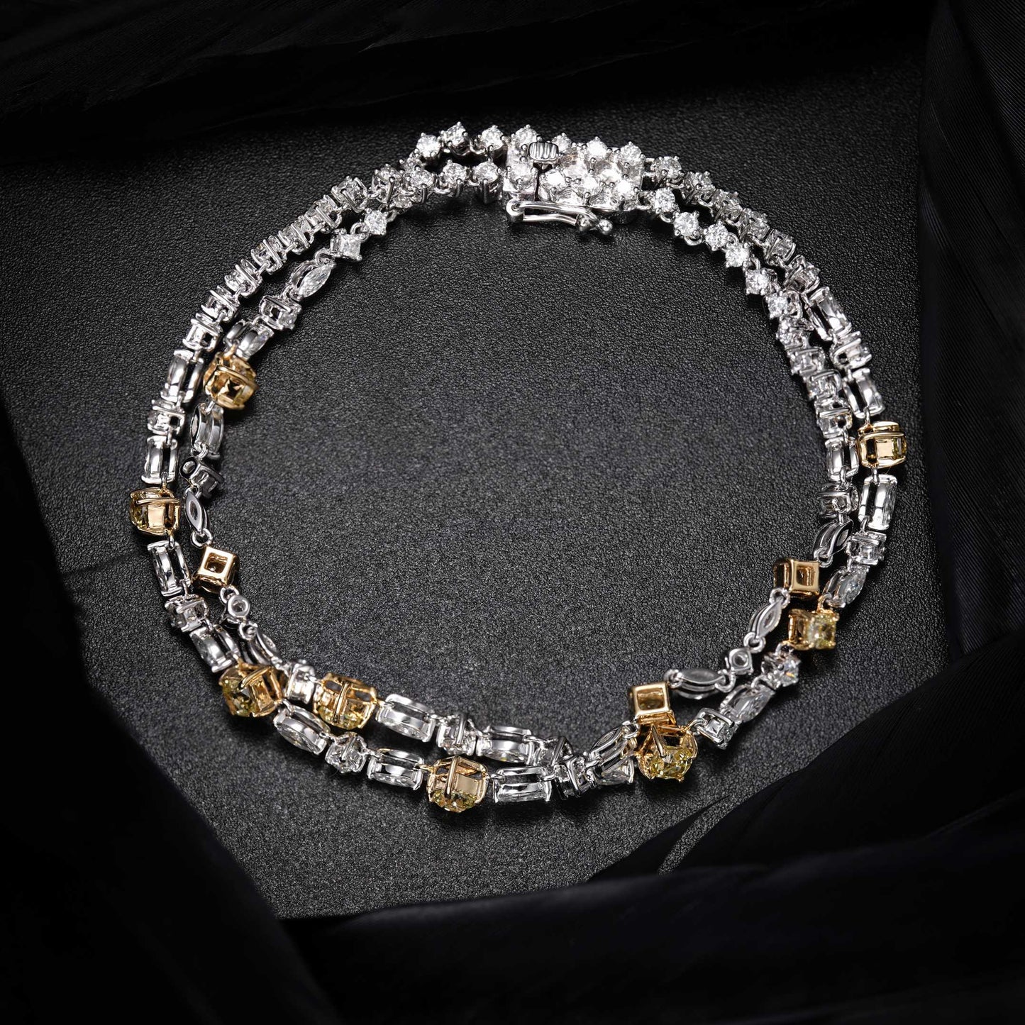 Luxurious Double Row Diamond Bracelet - Premium Jewelry - Yellow Diamond Bracelet