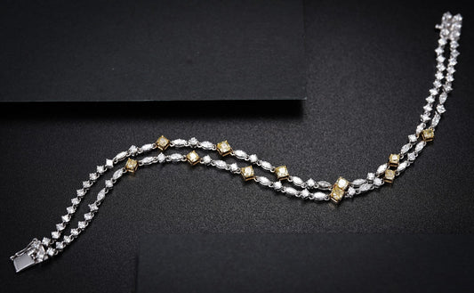 Luxurious Double Row Diamond Bracelet - Premium Jewelry - Yellow Diamond Bracelet