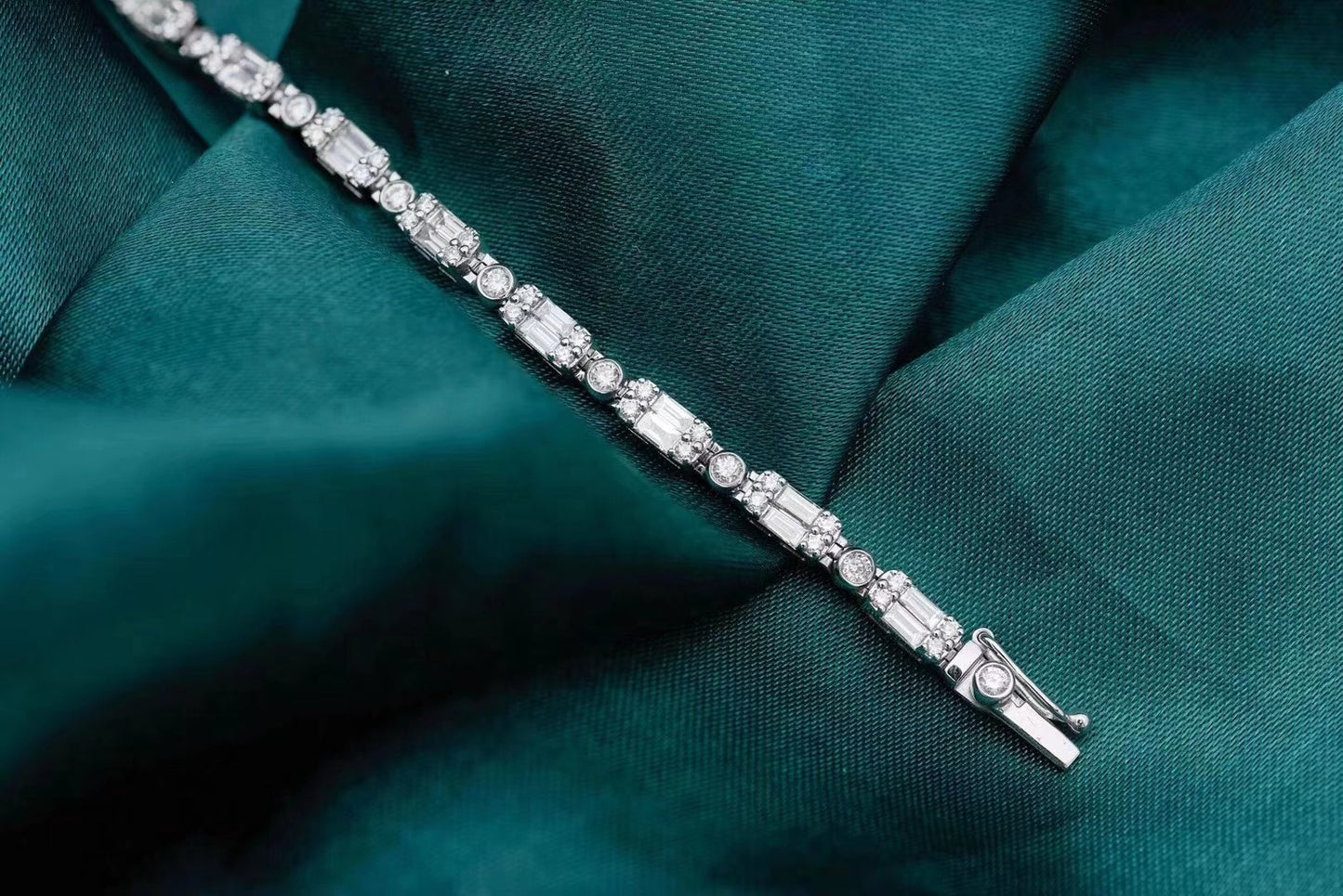 Luxurious Double Straight T-Square Bracelet - Premium Jewelry - White Diamond Bracelet