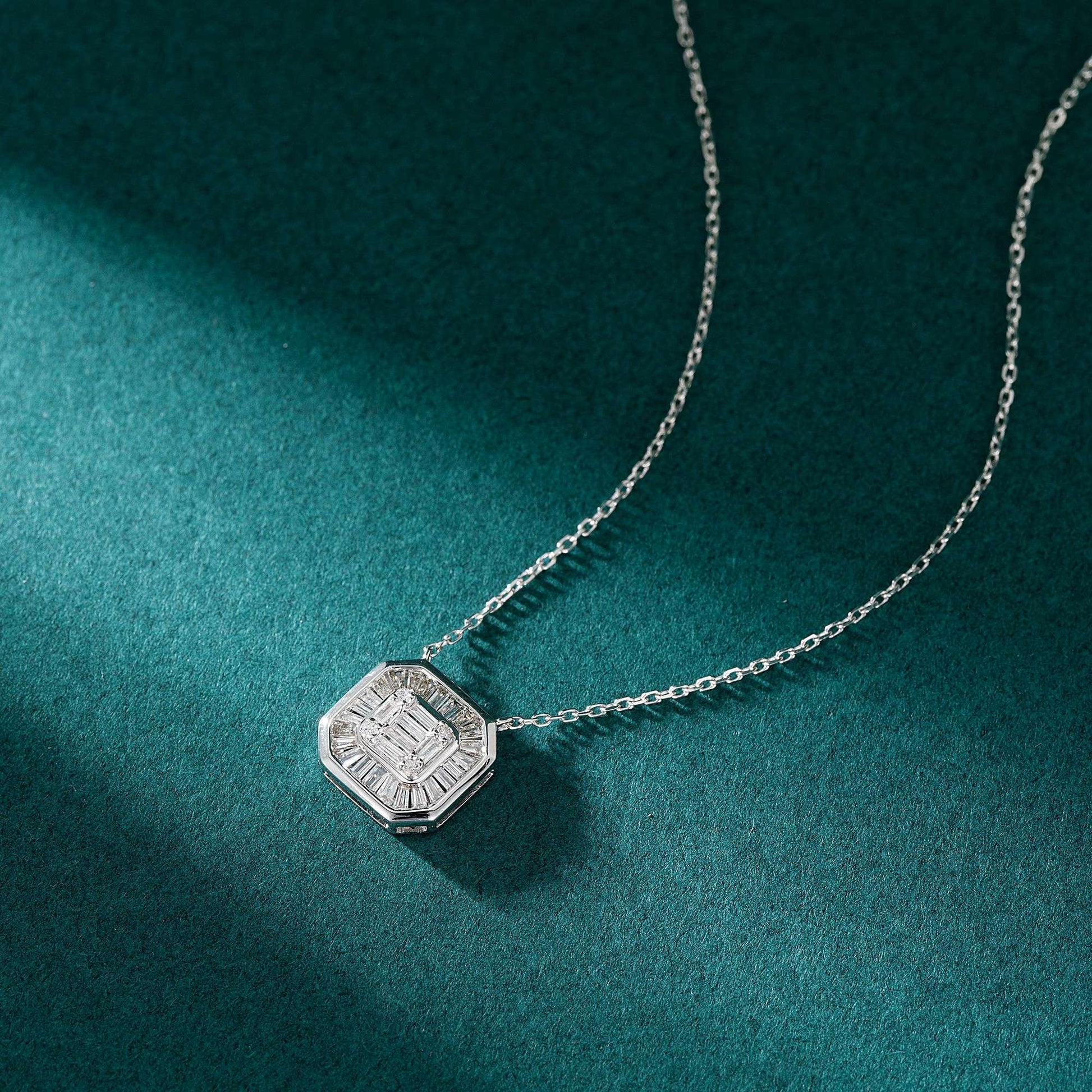 Luxurious Full-Cut Octagonal Pendant Jewelry - White Diamond Pendant