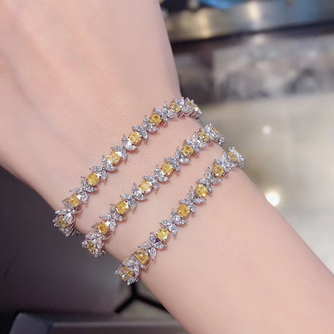 Luxurious Full Diamond Bracelet in Yellow Gold - Premium Jewelry - Yellow Diamond Bracelet