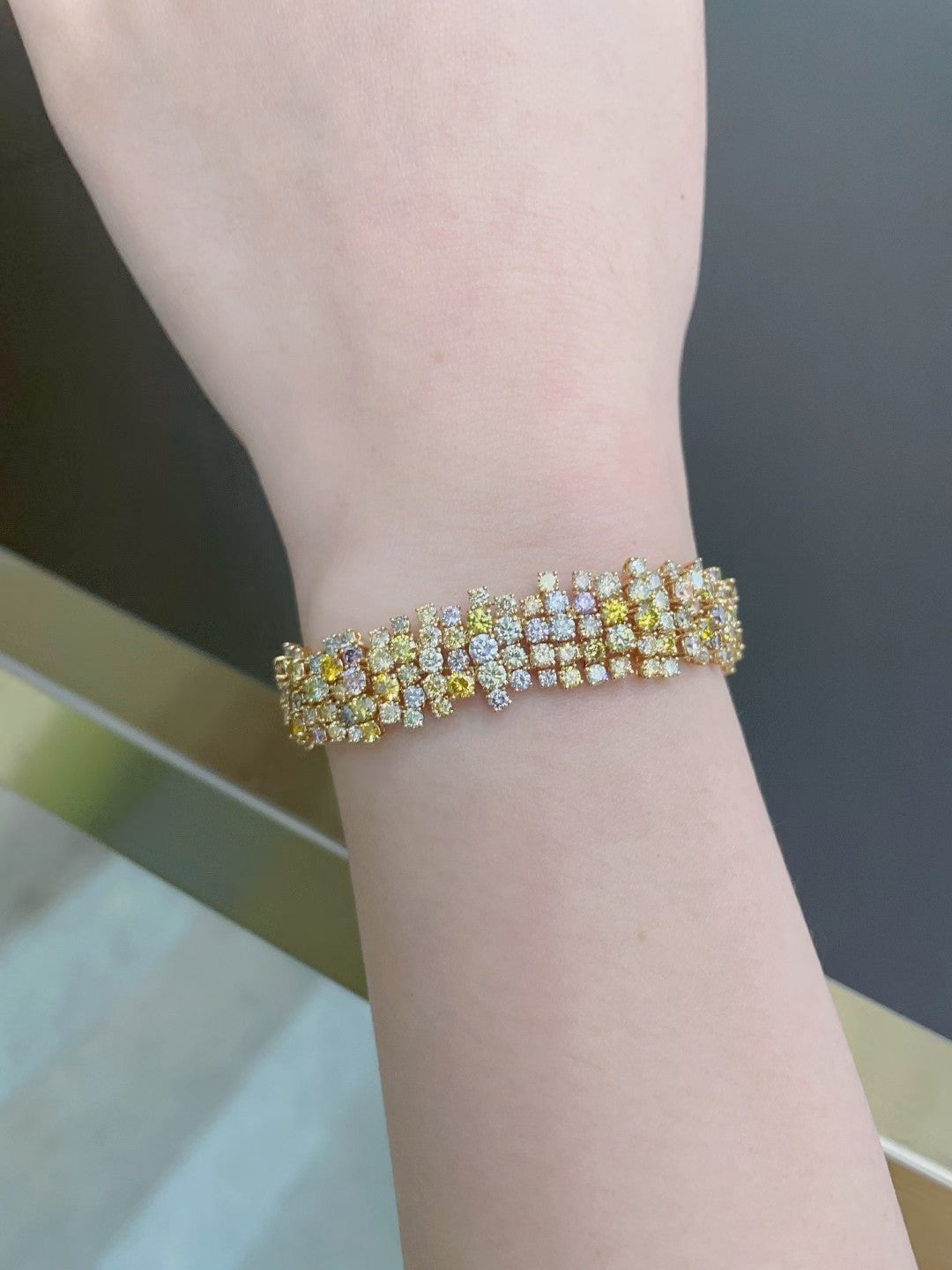 Luxurious Full Diamond Colorful Bracelet - Premium Jewelry - Colored Diamond Bracelet