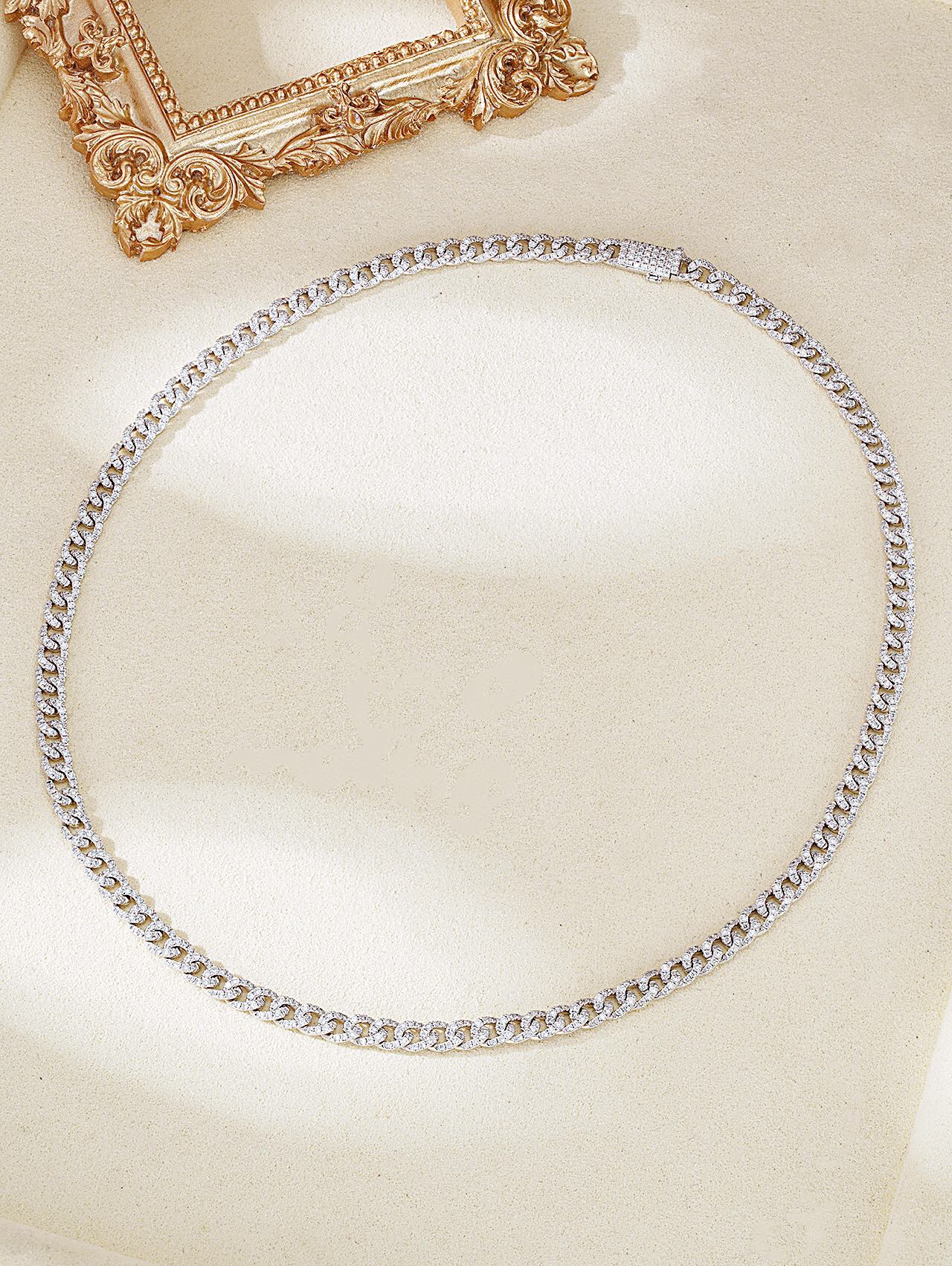 Luxurious Full Diamond Cuban Link Chain Jewelry - White Diamond Necklace