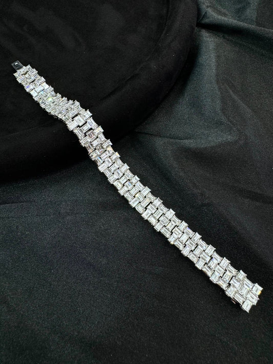 Luxurious Full Diamond Emerald Cut Diamond Bracelet - Premium Jewelry - White Diamond Bracelet