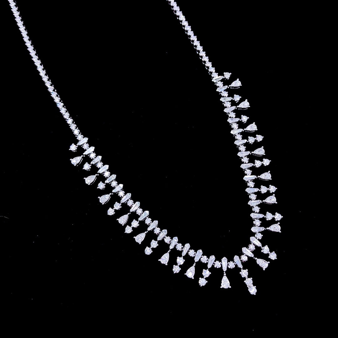 Luxurious Full Diamond Punctuation Mark Pendant Necklace - Exclusive Jewelry - White Diamond Necklace