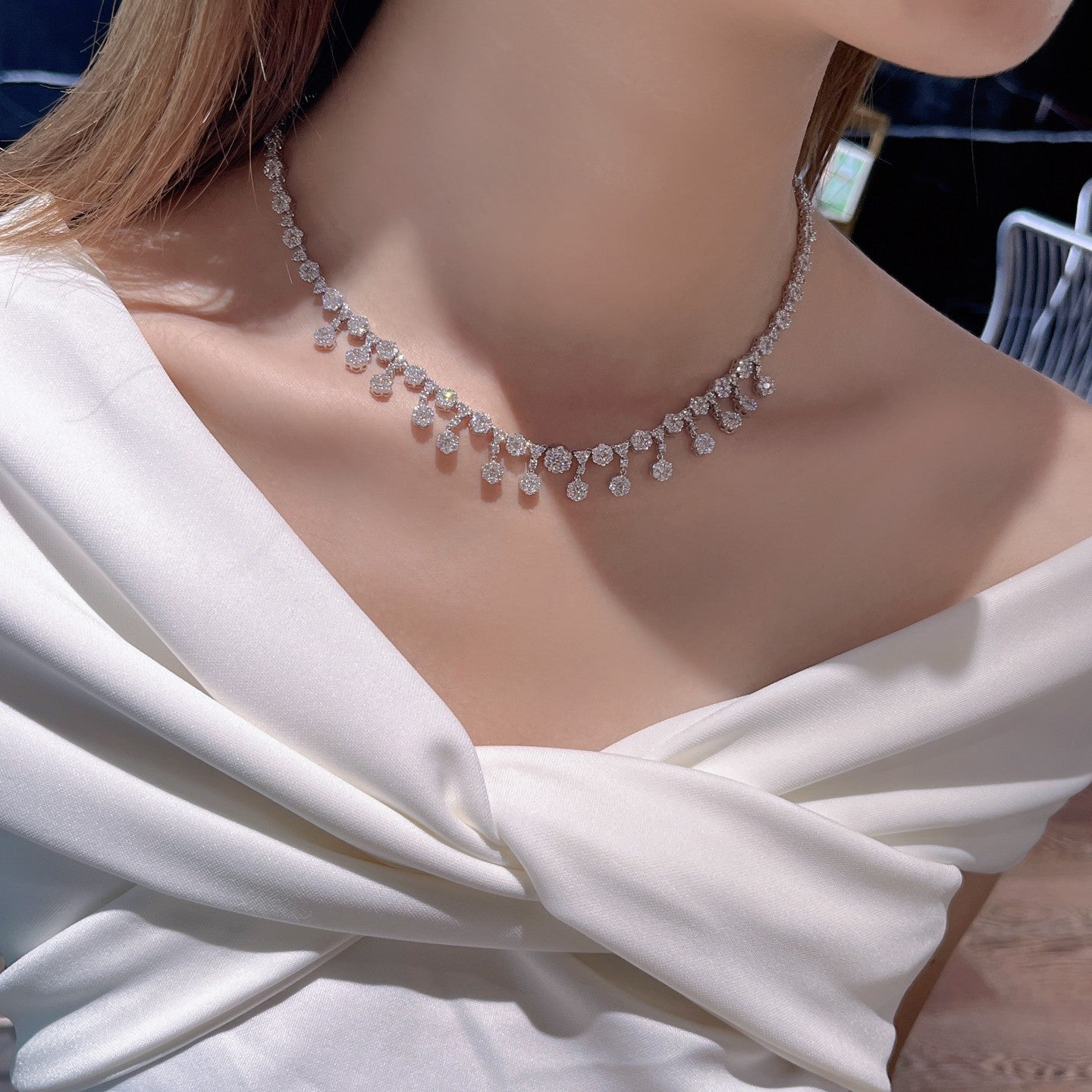 Luxurious Full Diamond Six-Prong Set Necklace - Premium Jewelry - White Diamond Necklace