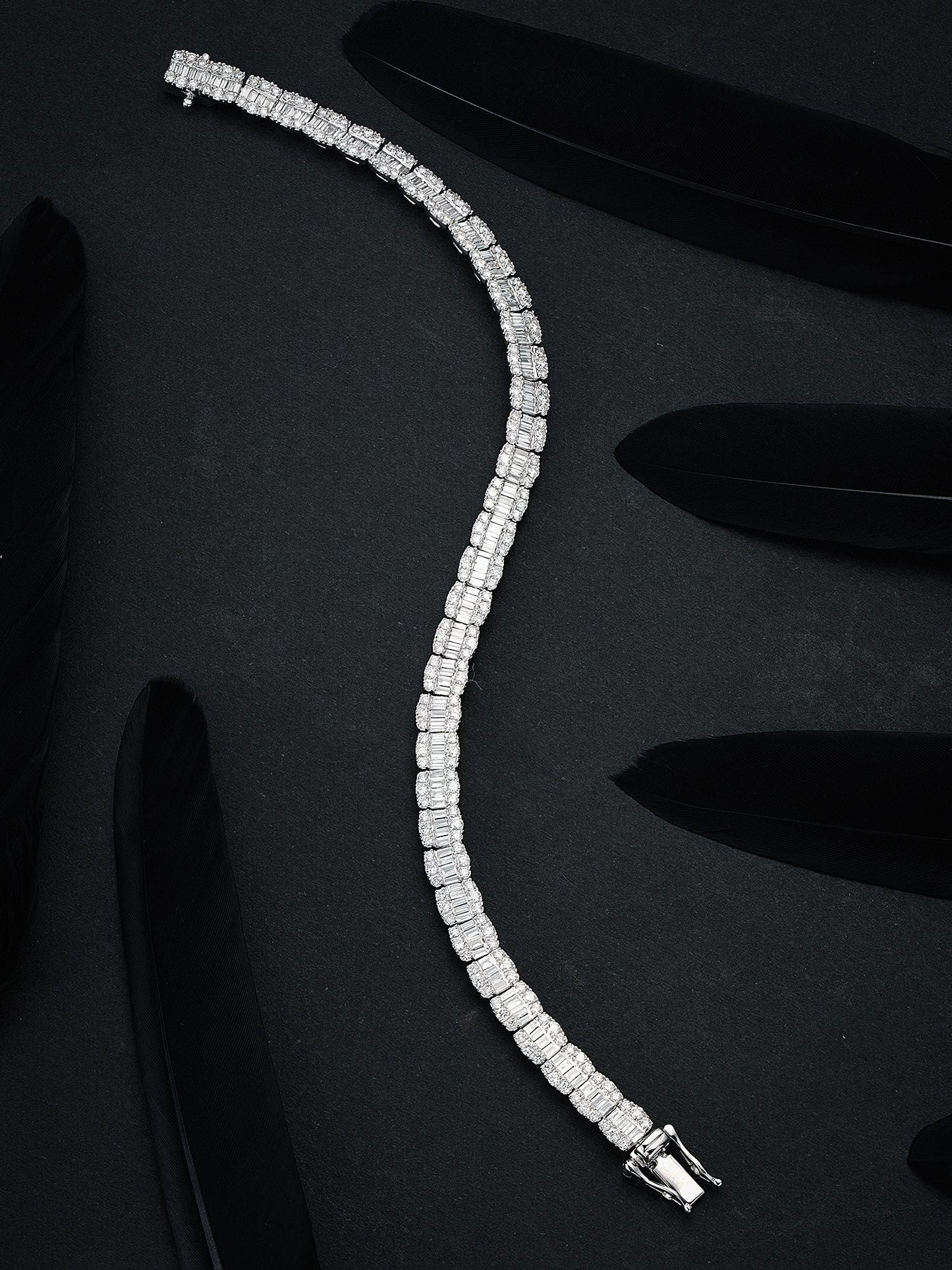 Luxurious Full Diamond Step-Cut Bracelet - Premium Jewelry Collection - White Diamond Bracelet