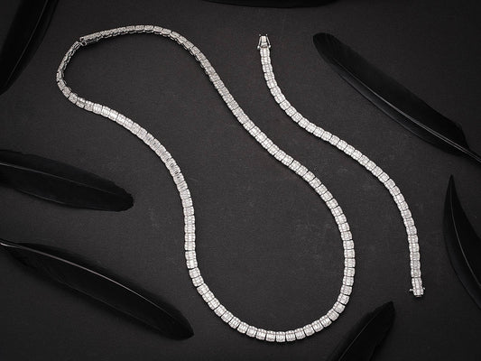 Luxurious Full Diamond Step-Cut Bracelet - Premium Jewelry Collection - White Diamond Bracelet