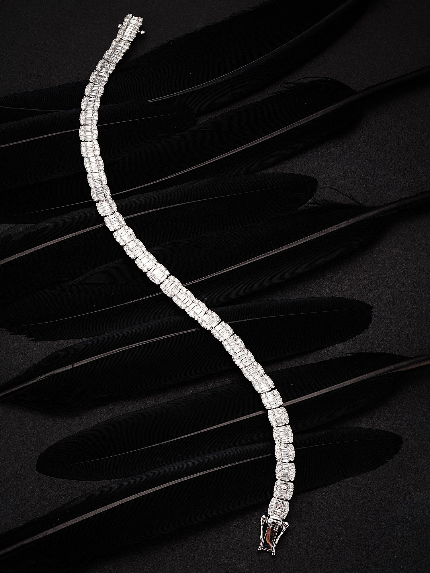 Luxurious Full Diamond Step-Cut Bracelet - Premium Jewelry Collection - White Diamond Bracelet