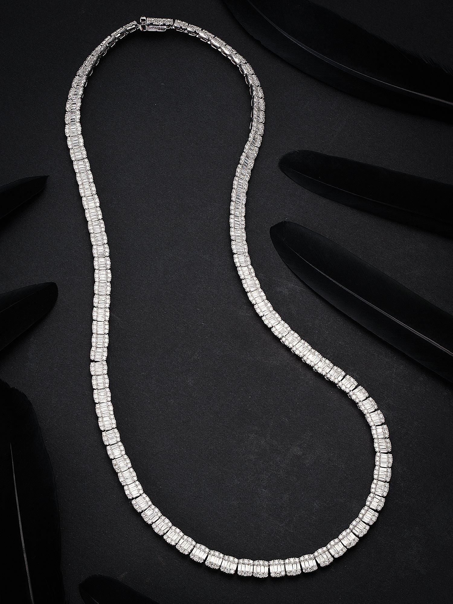 Luxurious Full Diamond Step-Cut Pendant Necklace - Premium Jewelry - White Diamond Necklace