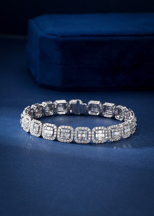 Luxurious Full Diamond T-Square Bracelet - Premium Jewelry - White Diamond Bracelet