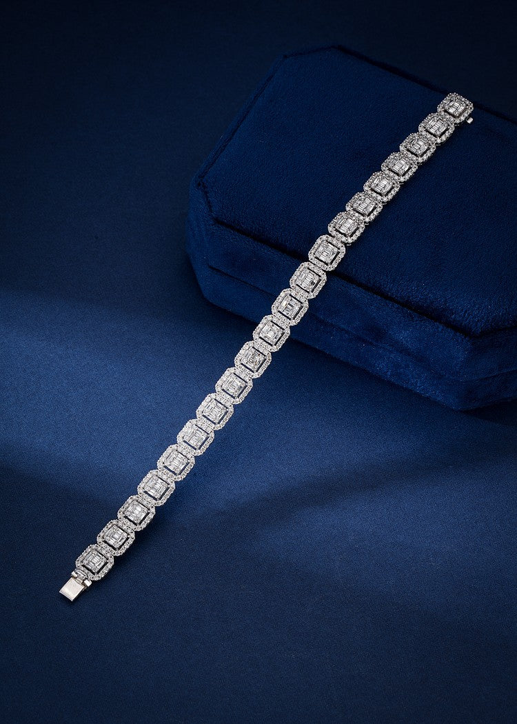 Luxurious Full Diamond T-Square Bracelet - Premium Jewelry - White Diamond Bracelet