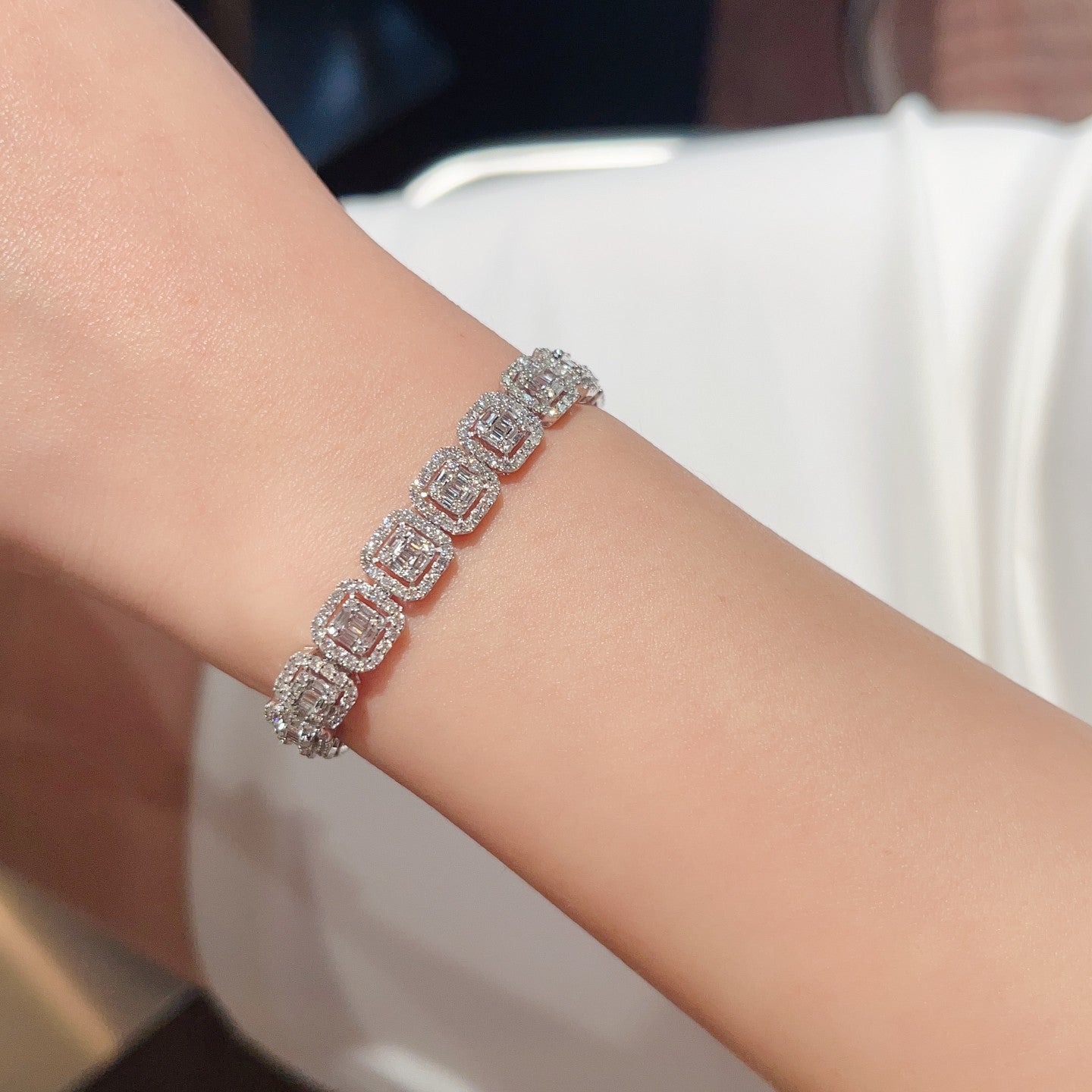 Luxurious Full Diamond T-Square Bracelet - Premium Jewelry - White Diamond Bracelet