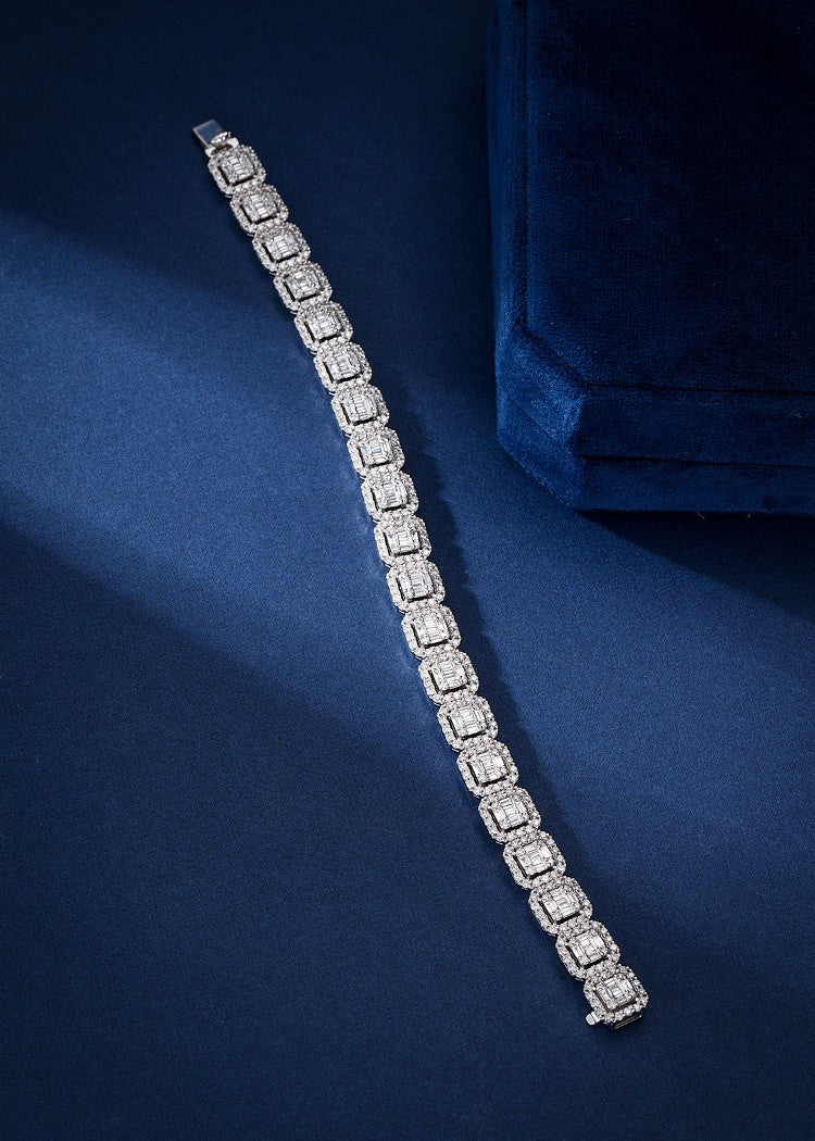 Luxurious Full Diamond T-Square Bracelet - Premium Jewelry - White Diamond Bracelet