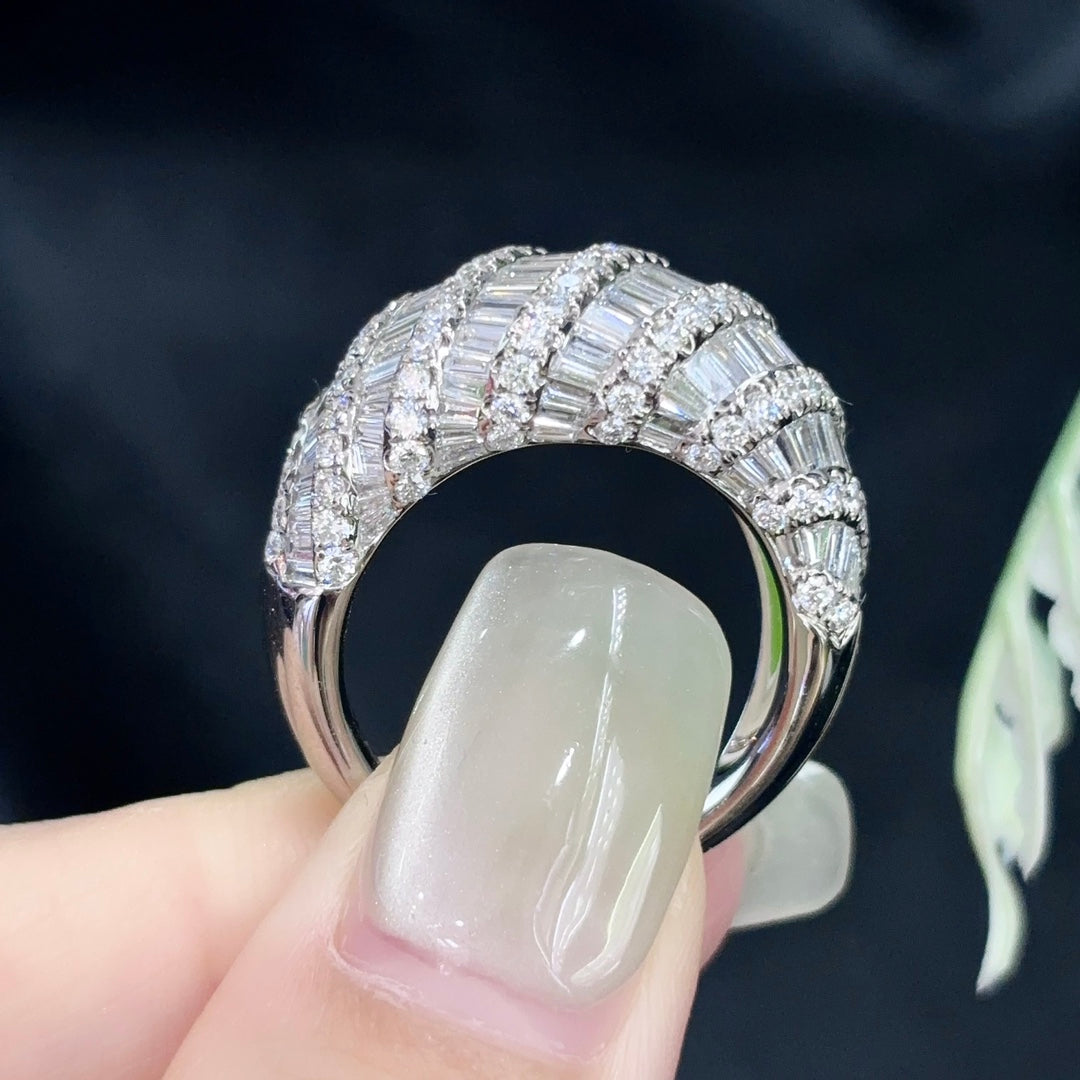 Luxurious Hollowed-out T-Square Ring - Premium Jewelry - White Diamond Ring