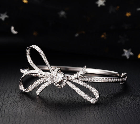 Luxurious Large Bowknot Bracelet | Premium Jewelry Collection - White Diamond Bracelet