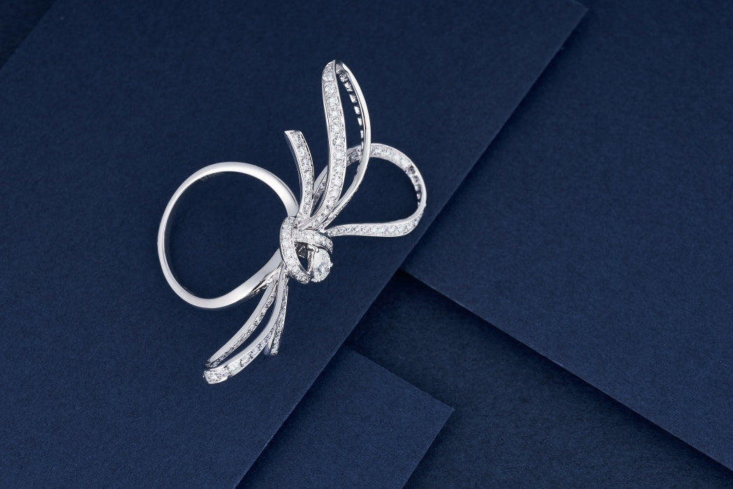 Luxurious Large Bowknot Ring - Premium Jewelry Collection - White Diamond Ring