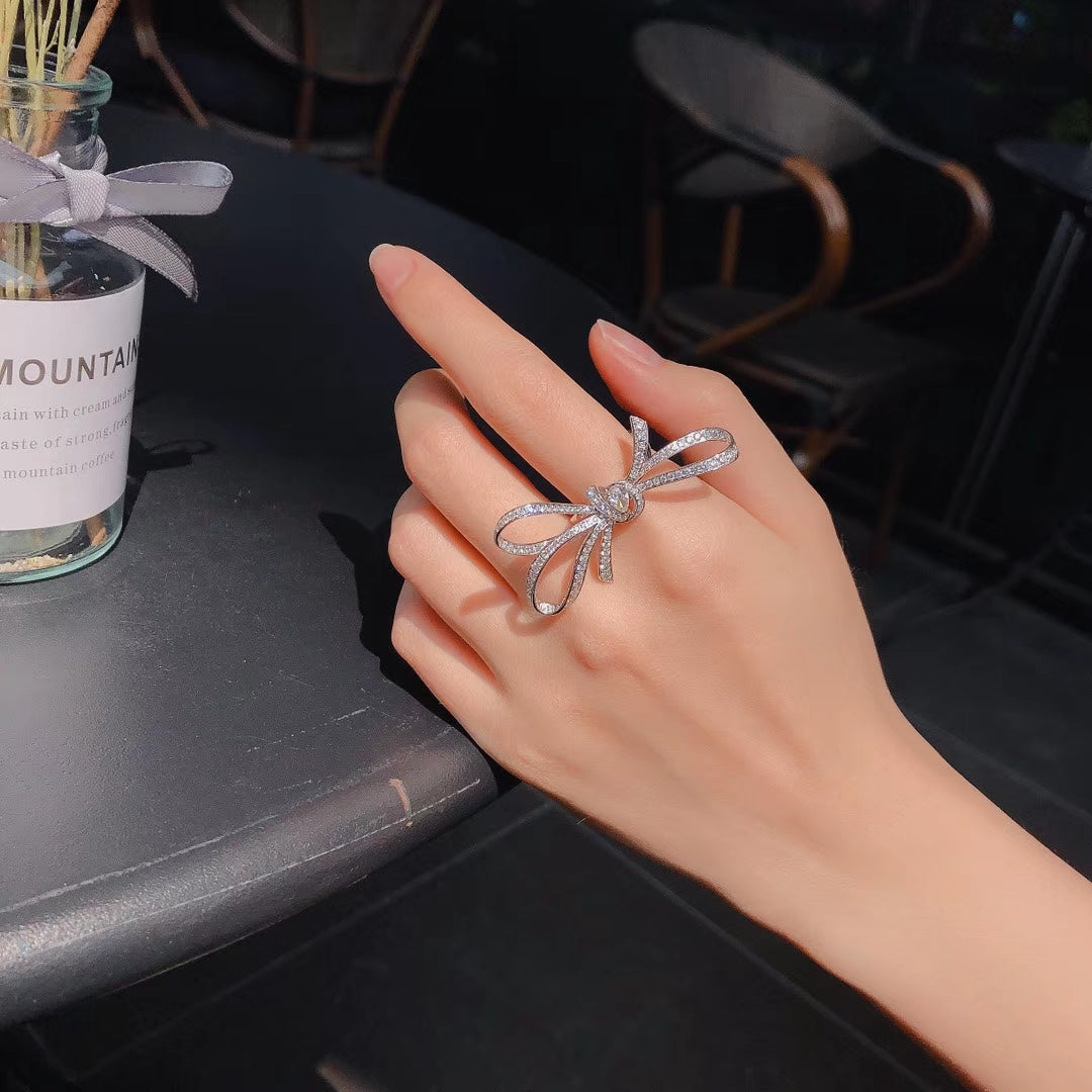 Luxurious Large Bowknot Ring - Premium Jewelry Collection - White Diamond Ring