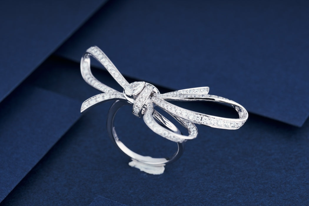 Luxurious Large Bowknot Ring - Premium Jewelry Collection - White Diamond Ring