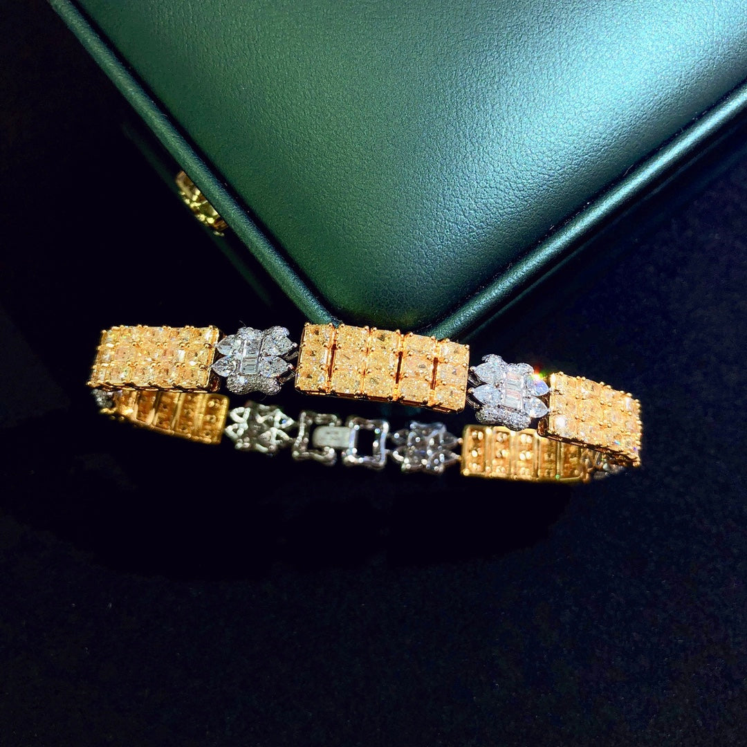 Luxurious Large Pendant Bracelet - Exquisite Jewelry Piece - Yellow Diamond Bracelet