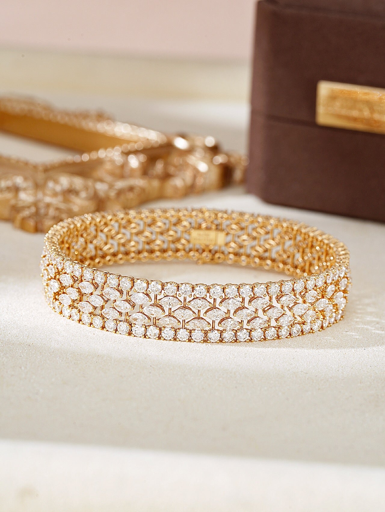 Luxurious Marquise and Round Diamond Bracelet - Premium Jewelry - White Diamond Bracelet