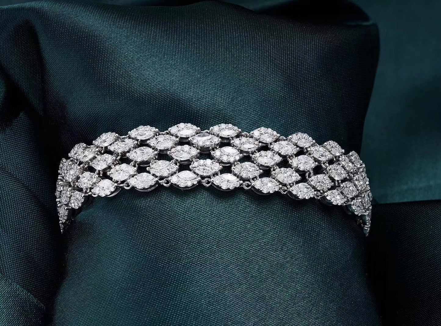 Luxurious Marquise-Cut Large Bracelet - Premium Jewelry Collection - White Diamond Bracelet