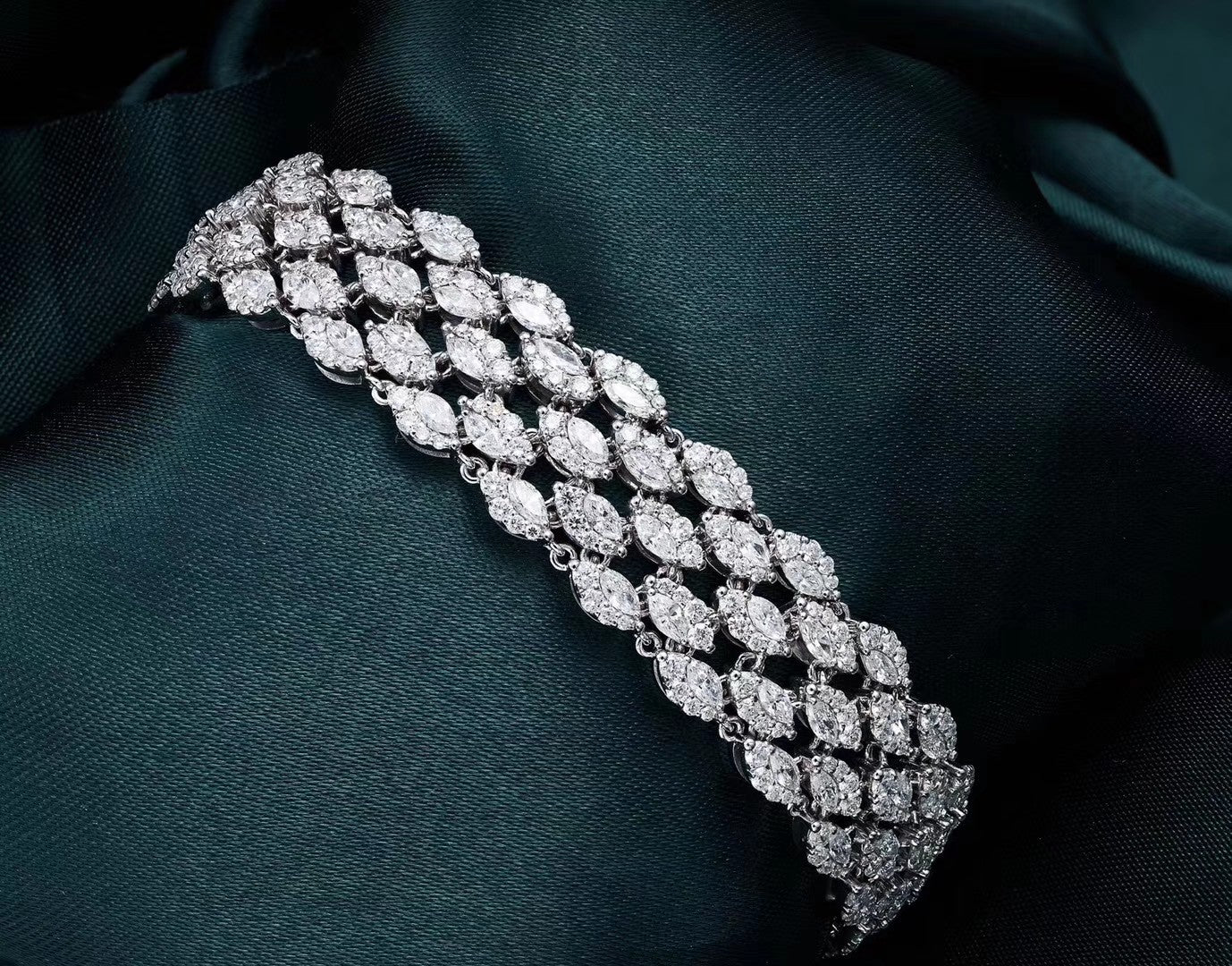 Luxurious Marquise-Cut Large Bracelet - Premium Jewelry Collection - White Diamond Bracelet