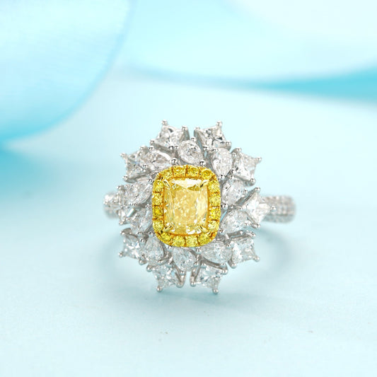 Luxurious Princess Cut Diamond Ring - A Jewelry Gem - Yellow Diamond Ring