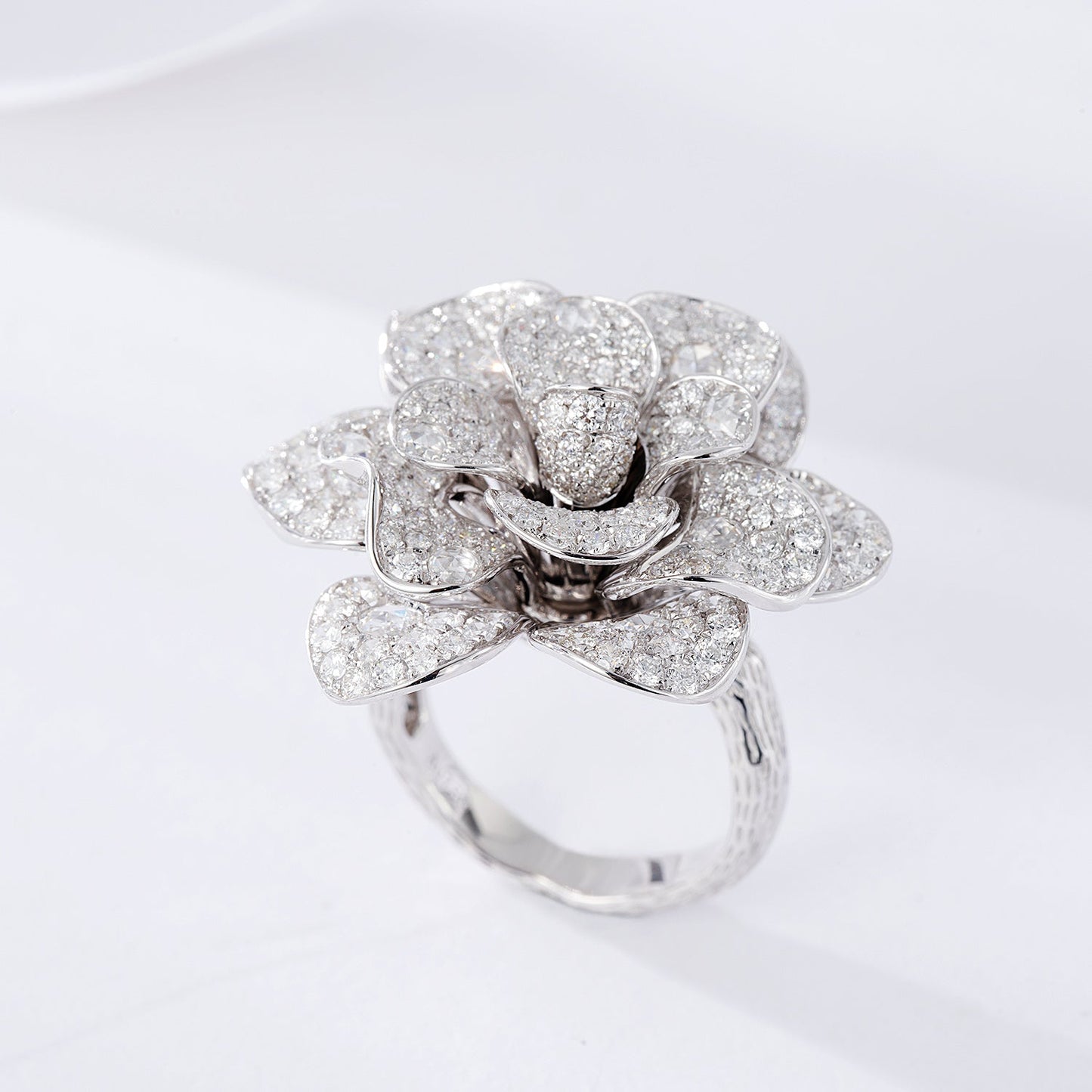 Luxurious Rose Jewelry Set - Earrings & Ring | Wholesale Jewelry - White Diamond Ring