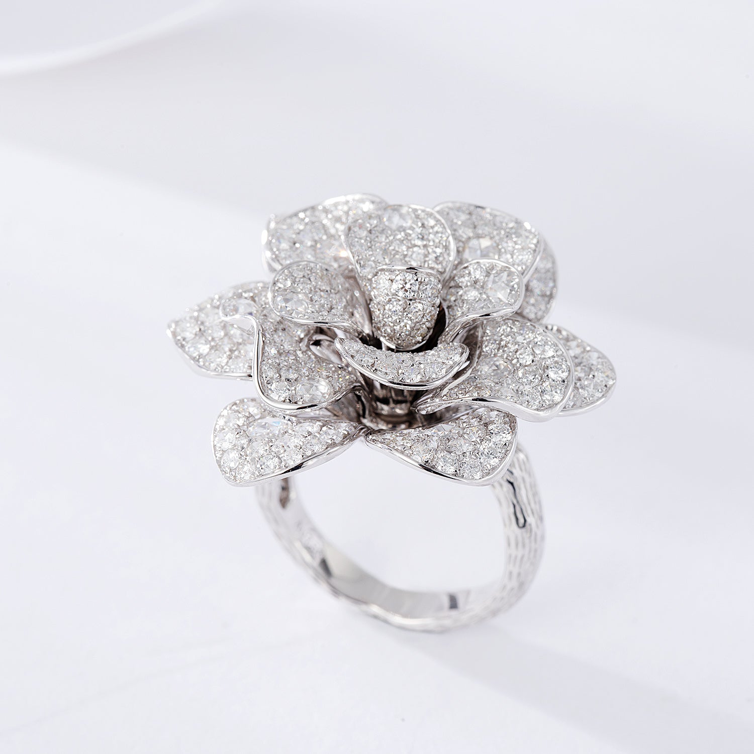 Luxurious Rose Jewelry Set - Earrings & Ring | Wholesale Jewelry - White Diamond Ring