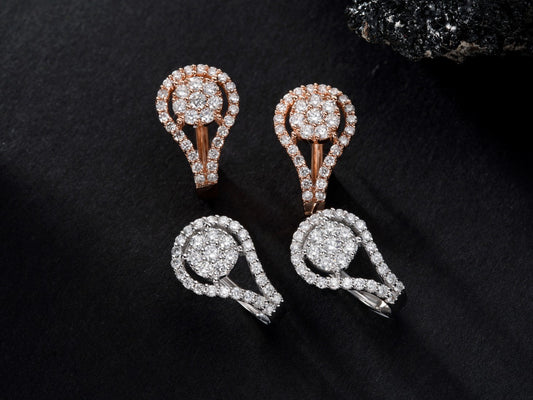 Luxurious Seven-Stone Cluster Earrings with Diamond Centerpiece - Jeweler.Jewelry