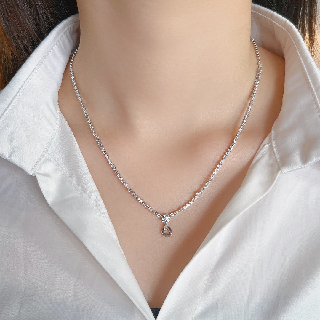 Luxurious Six-Prong Set Pendant Necklace (Chain Only Pendant Not Included) | Premium Jewelry - White Diamond Necklace