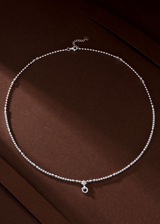 Luxurious Six-Prong Set Pendant Necklace (Chain Only Pendant Not Included) | Premium Jewelry - White Diamond Necklace