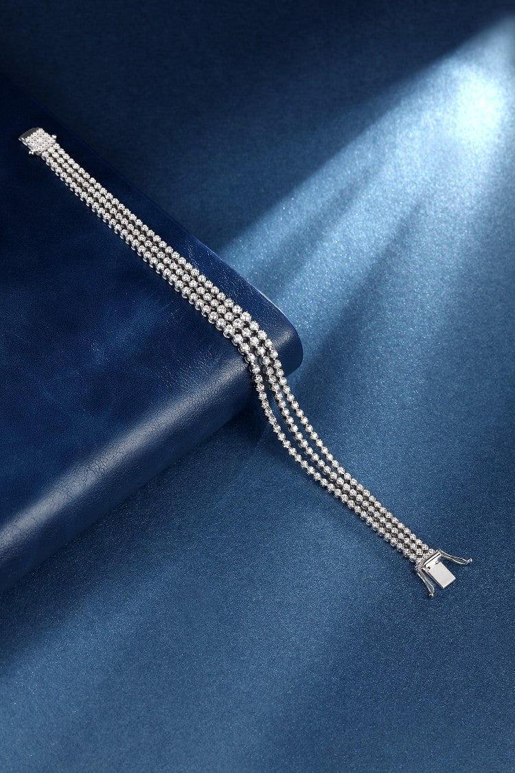 Luxurious Three-Row Diamond Bracelet | Premium Jewelry Collection - White Diamond Bracelet