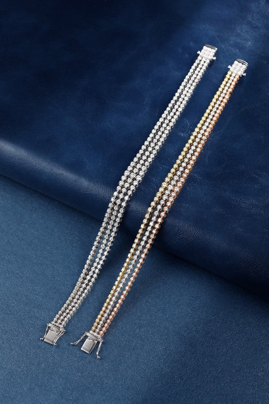 Luxurious Three-Row Diamond Bracelet | Premium Jewelry Collection - White Diamond Bracelet