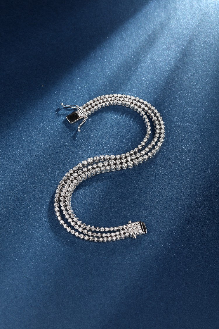 Luxurious Three-Row Diamond Bracelet | Premium Jewelry Collection - White Diamond Bracelet