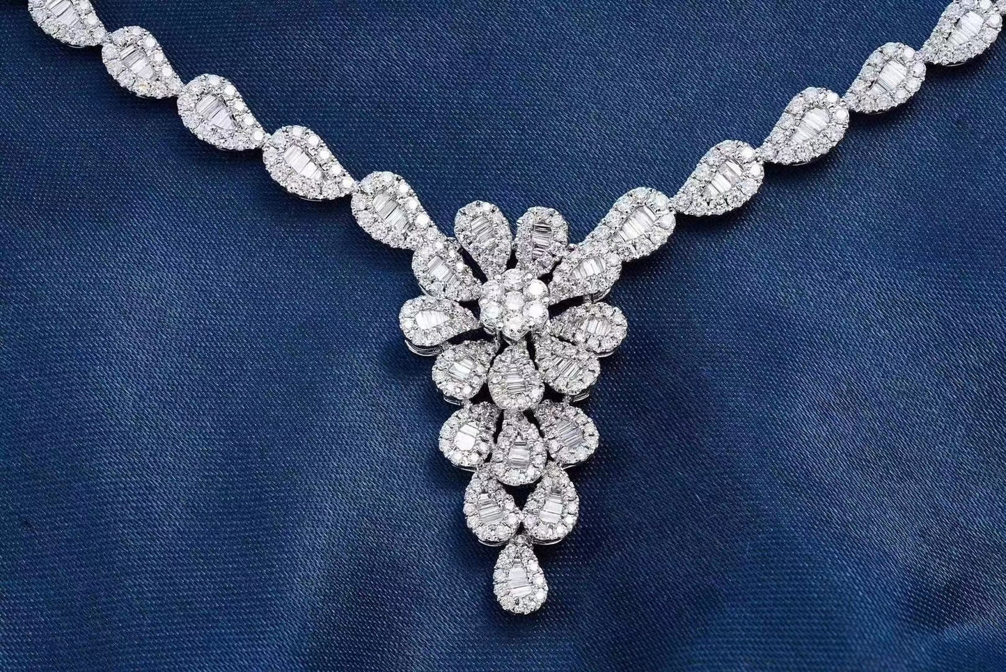 Luxurious Tiered Diamond Pendant Set - Premium Jewelry - White Diamond Necklace