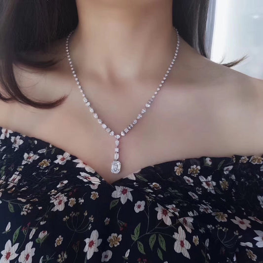 Luxurious Unique Cut Diamond Pendant Set - Premium Jewelry - White Diamond Necklace