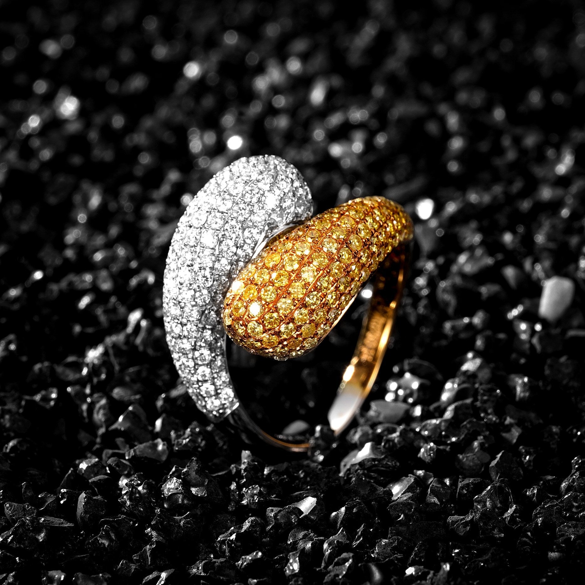 Luxurious Yellow and White Diamond Two-Tone Ring | Premium Jewelry - Yellow Diamond Ring