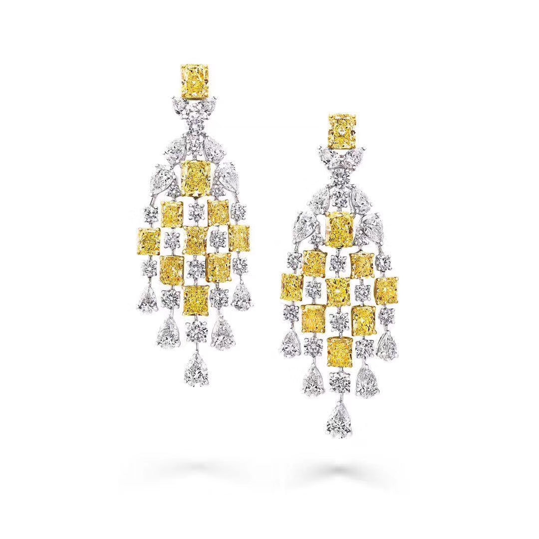 Luxurious Yellow Diamond 5-Row Tassel Earrings - Exclusive Jewelry Piece Jeweler.Jewelry