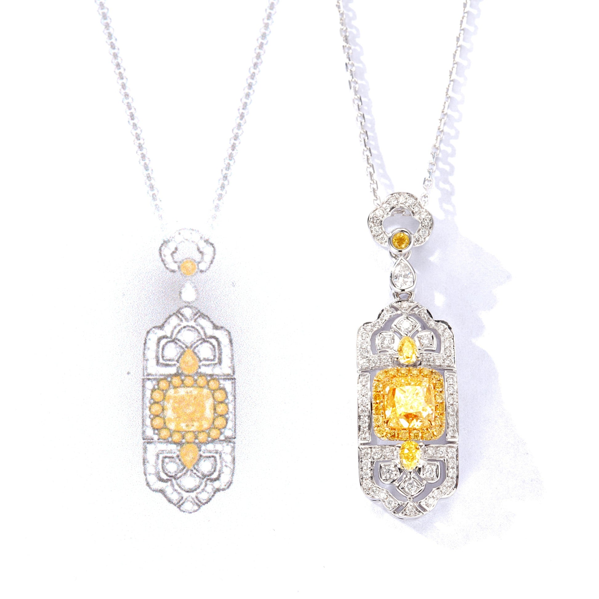 Luxurious Yellow Diamond Court Pendant Jewelry - Yellow Diamond Pendant