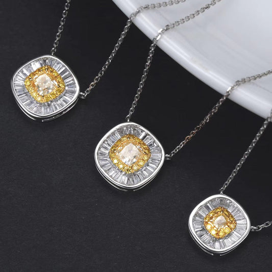 Luxurious Yellow Diamond Cushion-Cut Pendant Jewelry - Yellow Diamond Pendant