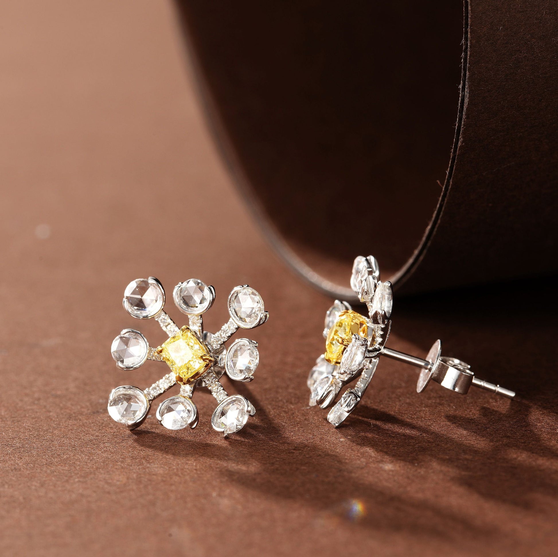 Luxurious Yellow Diamond Cushion-Cut Stud Earrings Jeweler.Jewelry