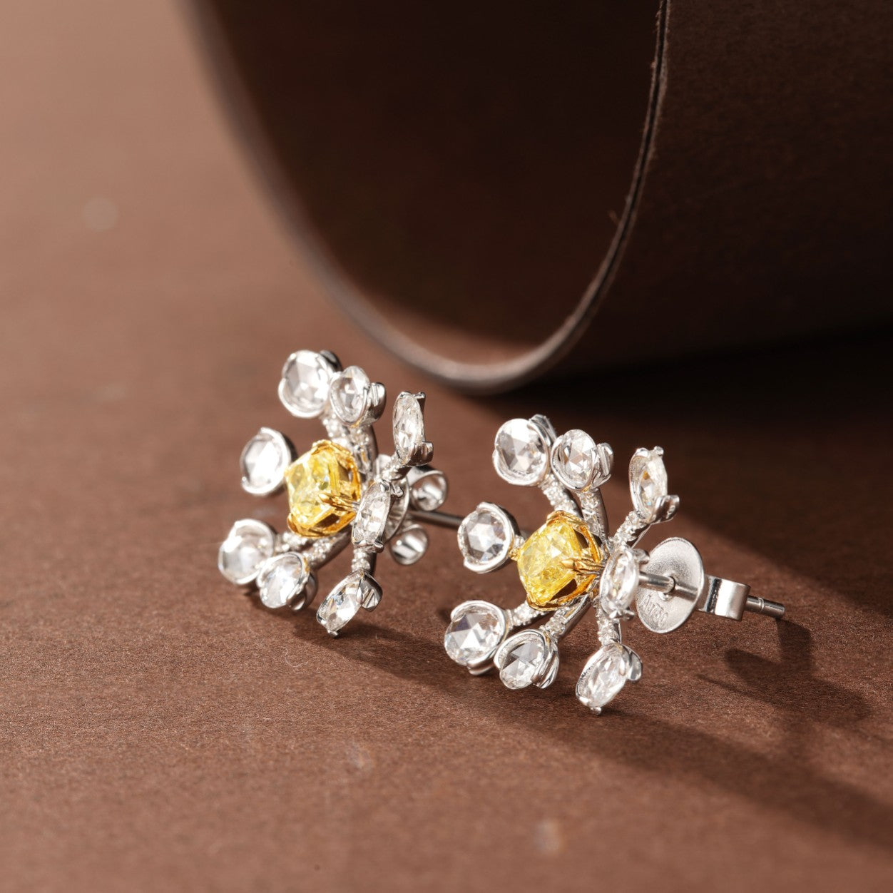 Luxurious Yellow Diamond Cushion-Cut Stud Earrings Jeweler.Jewelry