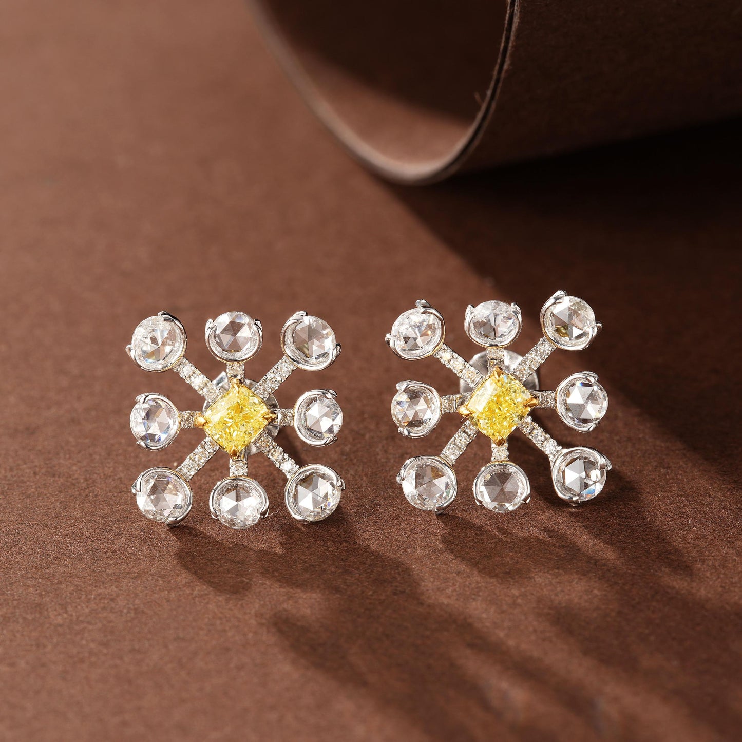 Luxurious Yellow Diamond Cushion-Cut Stud Earrings Jeweler.Jewelry