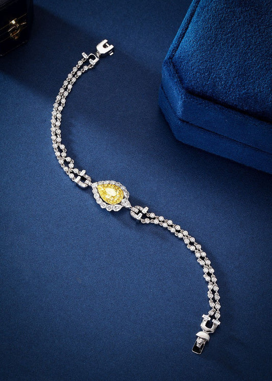 Luxurious Yellow Diamond Double Chain Bracelet - Fine Jewelry - Yellow Diamond Bracelet