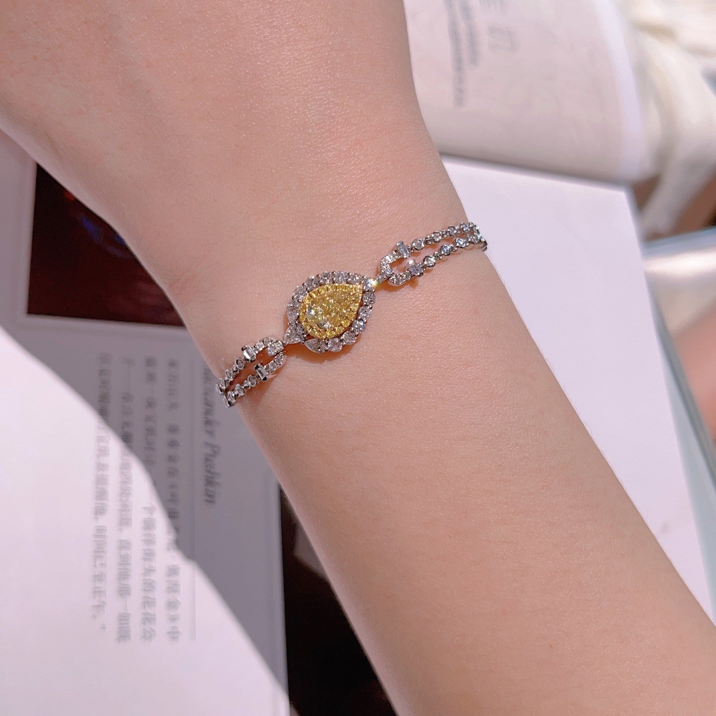 Luxurious Yellow Diamond Double Chain Bracelet - Fine Jewelry - Yellow Diamond Bracelet