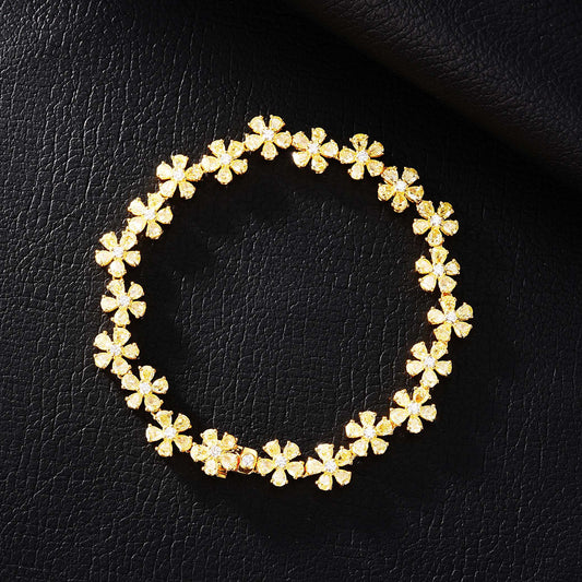 Luxurious Yellow Diamond Five-Flower Bracelet - Premium Jewelry - Yellow Diamond Bracelet