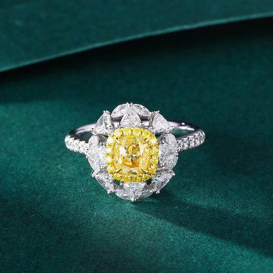 Luxurious Yellow Diamond Marquise Triangle Ring - Premium Jewelry - Yellow Diamond Ring